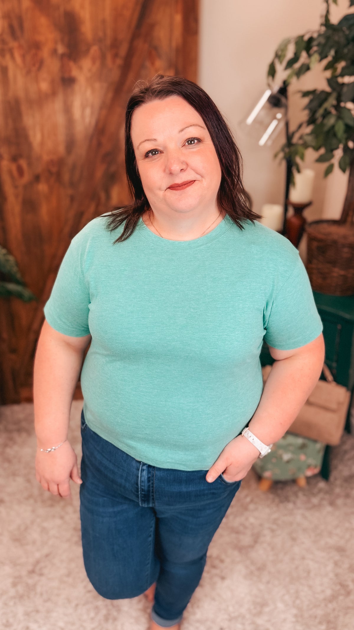 Michelle Basic Tee | Heather Green