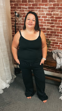 Jodie Wide Leg Jogging Pants | Black