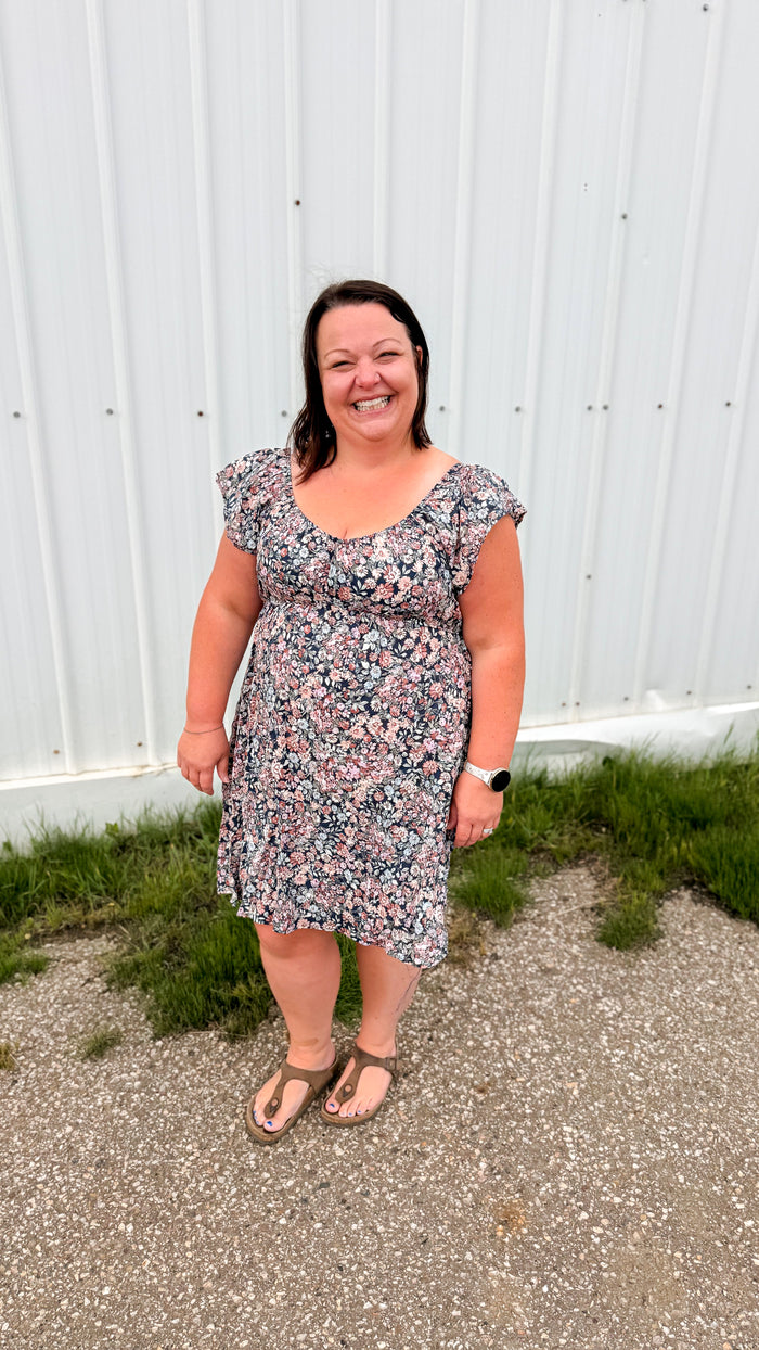 Sadie Floral Sundress | Soft Navy
