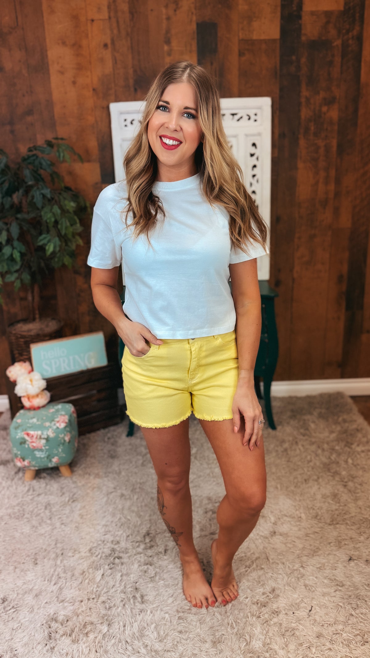 Harlow Denim Shorts | Yellow