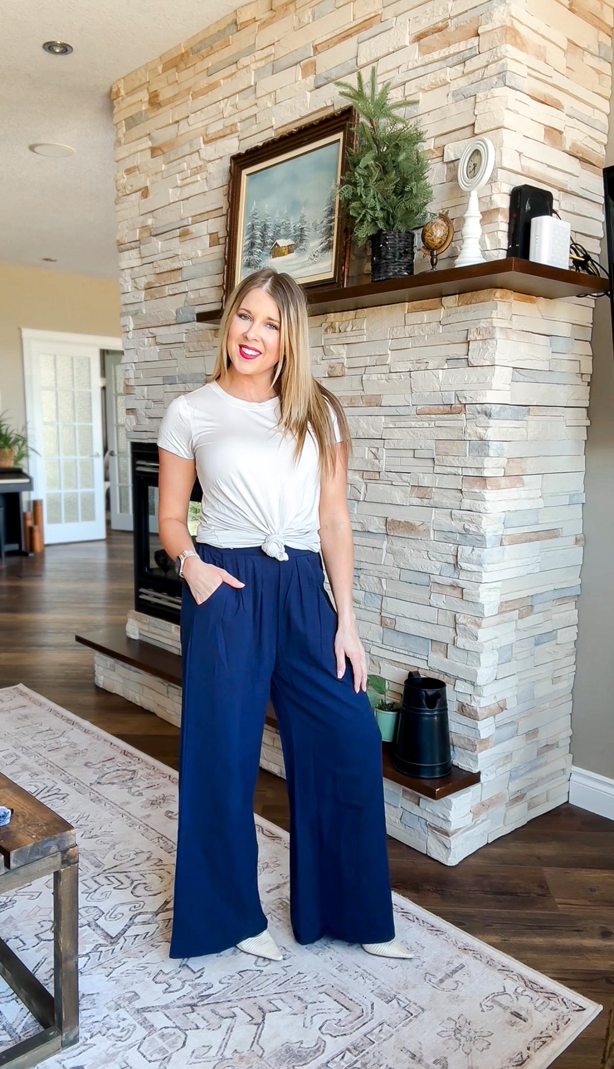 Nova Wide Leg Pants | Navy