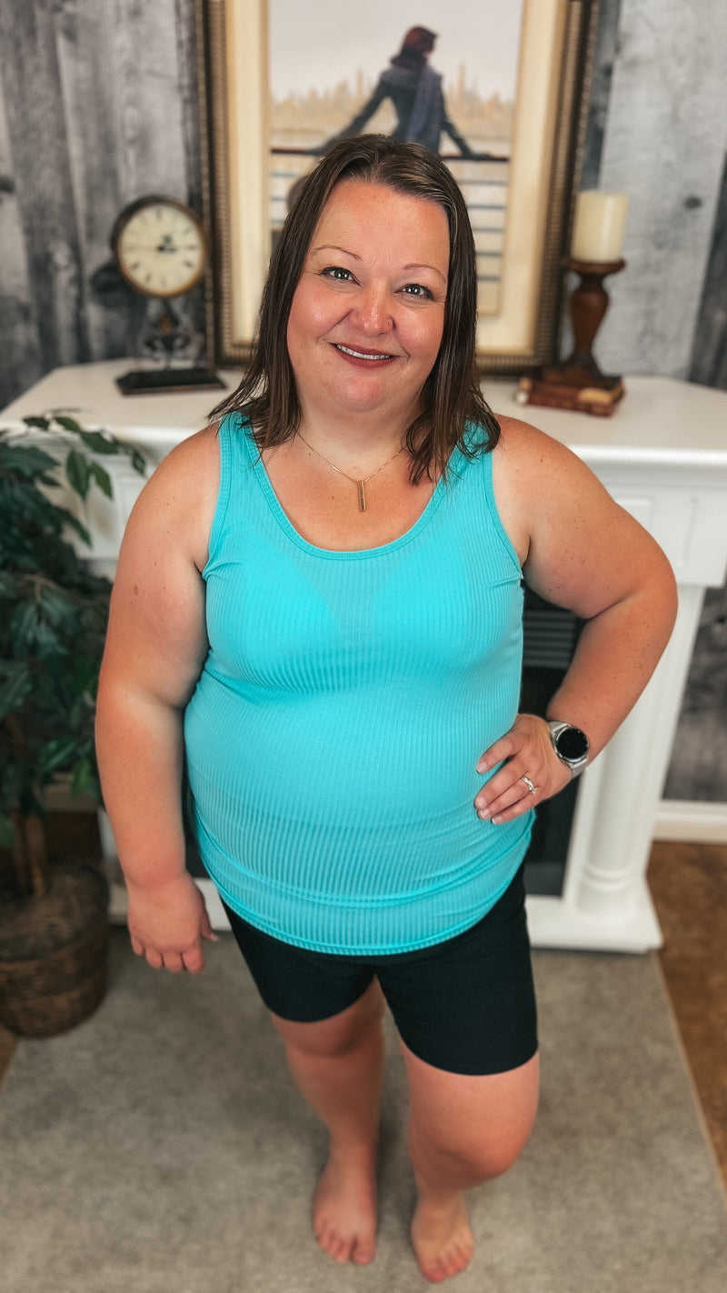 Rynlee Ribbed Tank Top: Mint