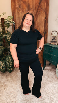 Lenny Flared Cotton Leggings| Black