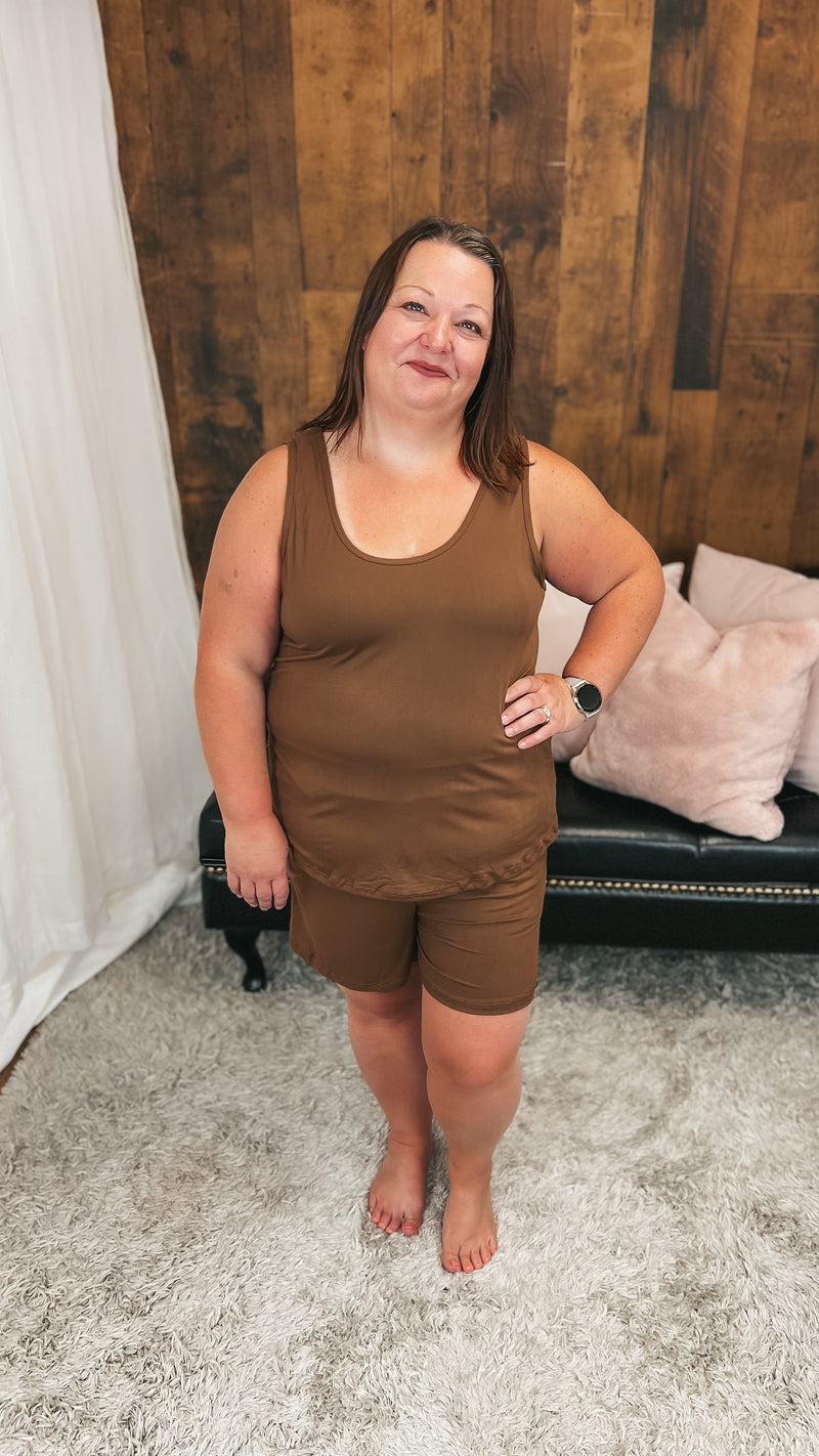 Payton Tank Top Short Set | Brown