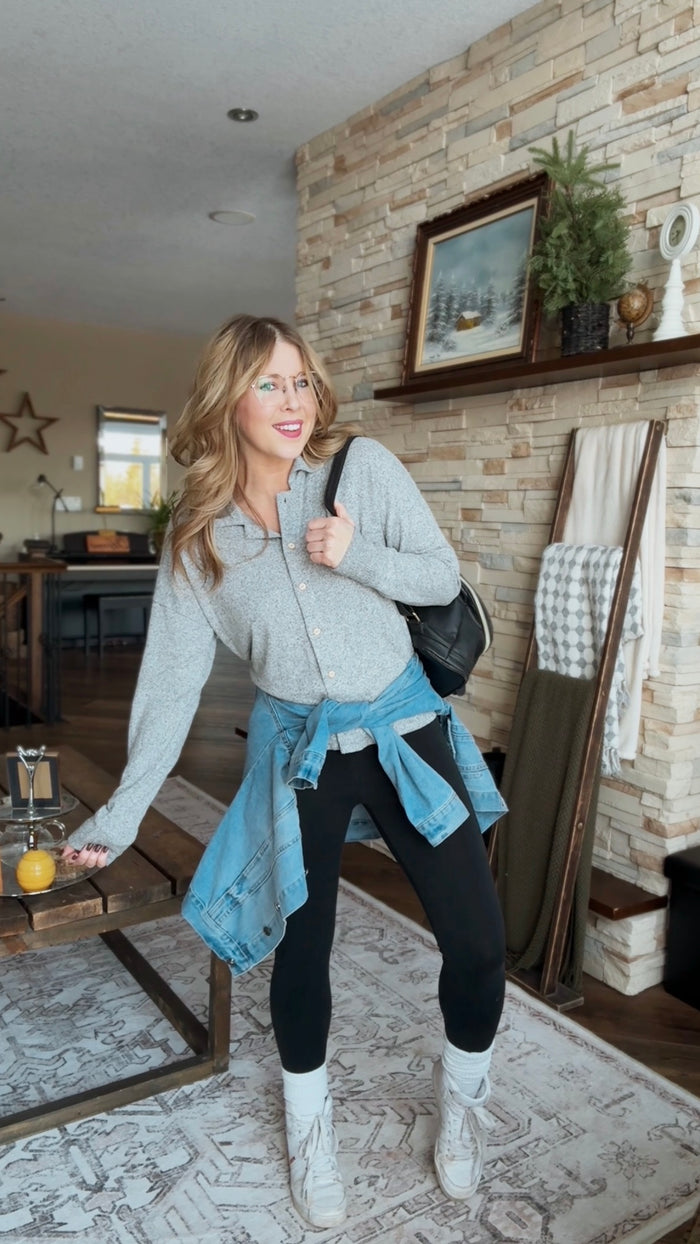 Loriann Button Shirt | Heather Grey