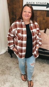 Finley Plaid Shacket | Brown