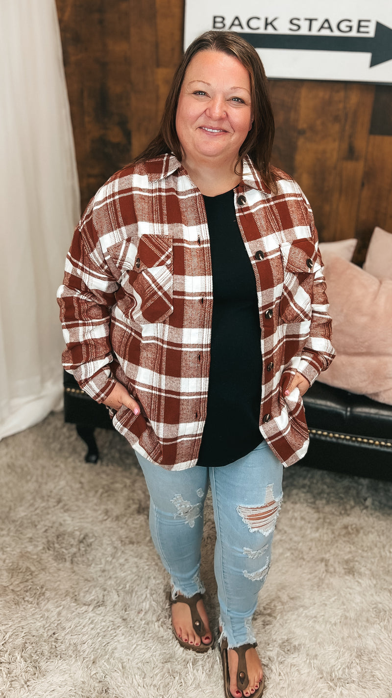 Finley Plaid Shacket | Brown