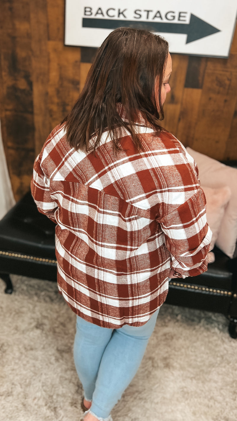 Finley Plaid Shacket | Brown