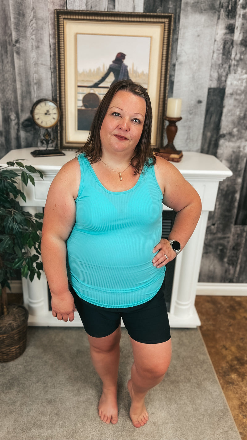 Rynlee Ribbed Tank Top: Mint