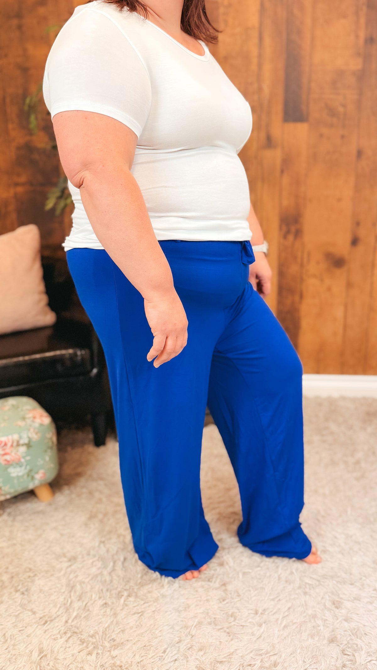 Stephanie Stretch Paper Bag Pants | Royal Blue