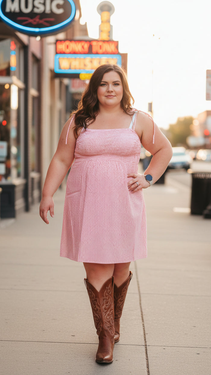 Eva Gingham Sundress | Pink