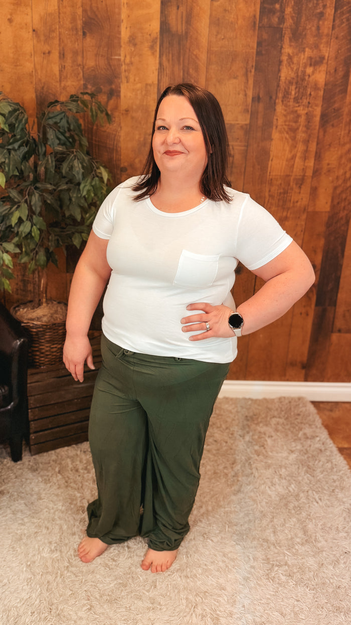 Stephanie Stretch Paper Bag Pants | Olive