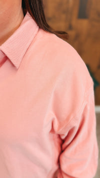 Shelly Collared Sweatshirt | Pink