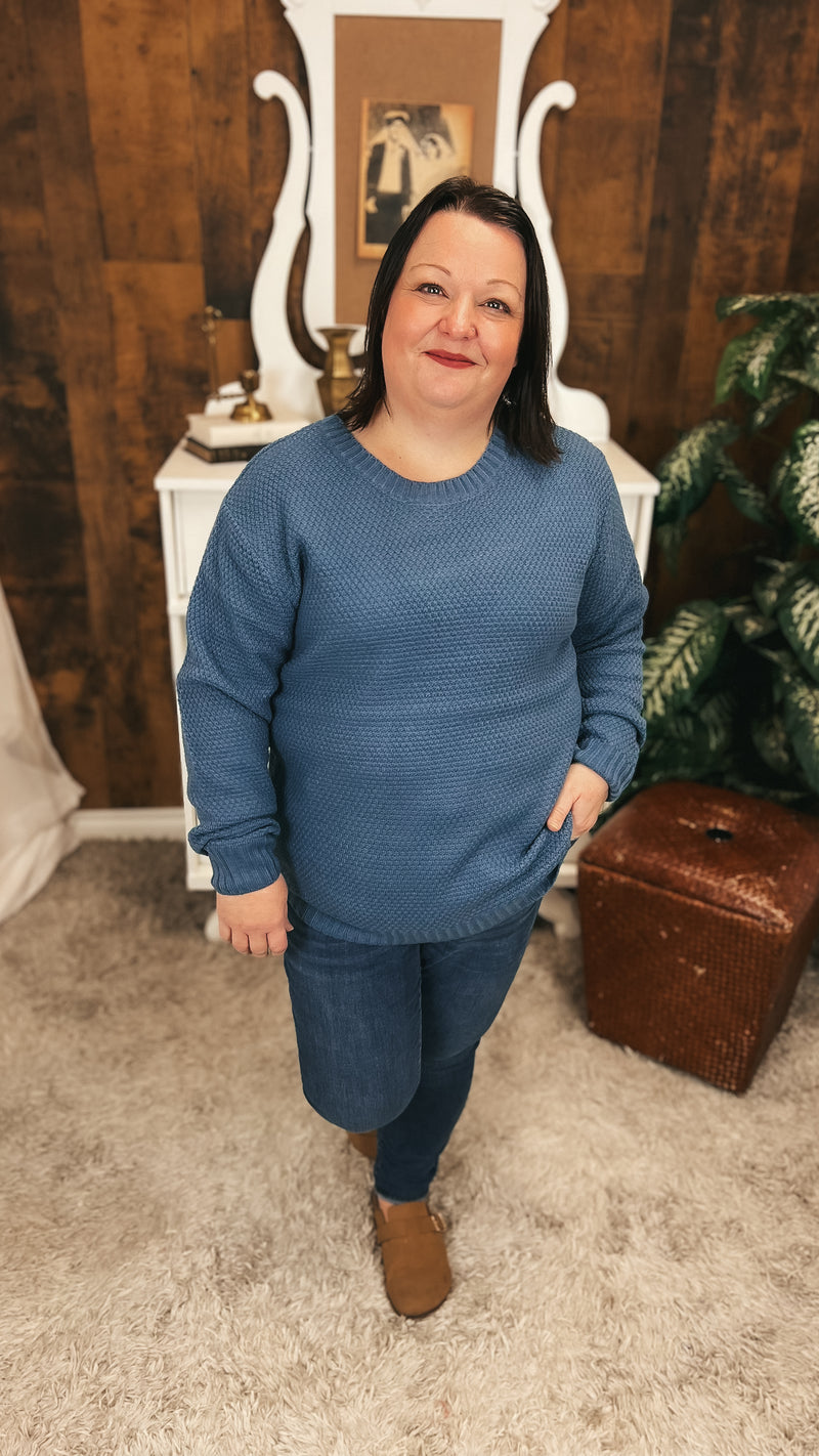 Scarlett Knit Sweater: Dusty Blue