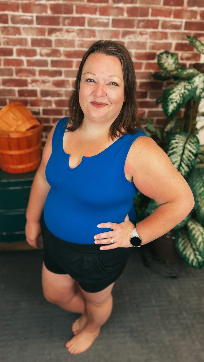 Mylie V-Neck Bodysuit | Classic Blue