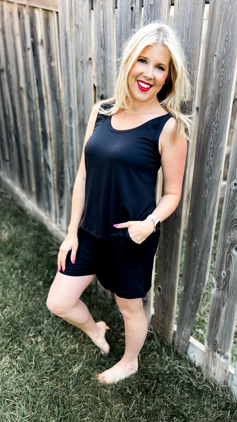 Payton Tank Top Short Set | Black