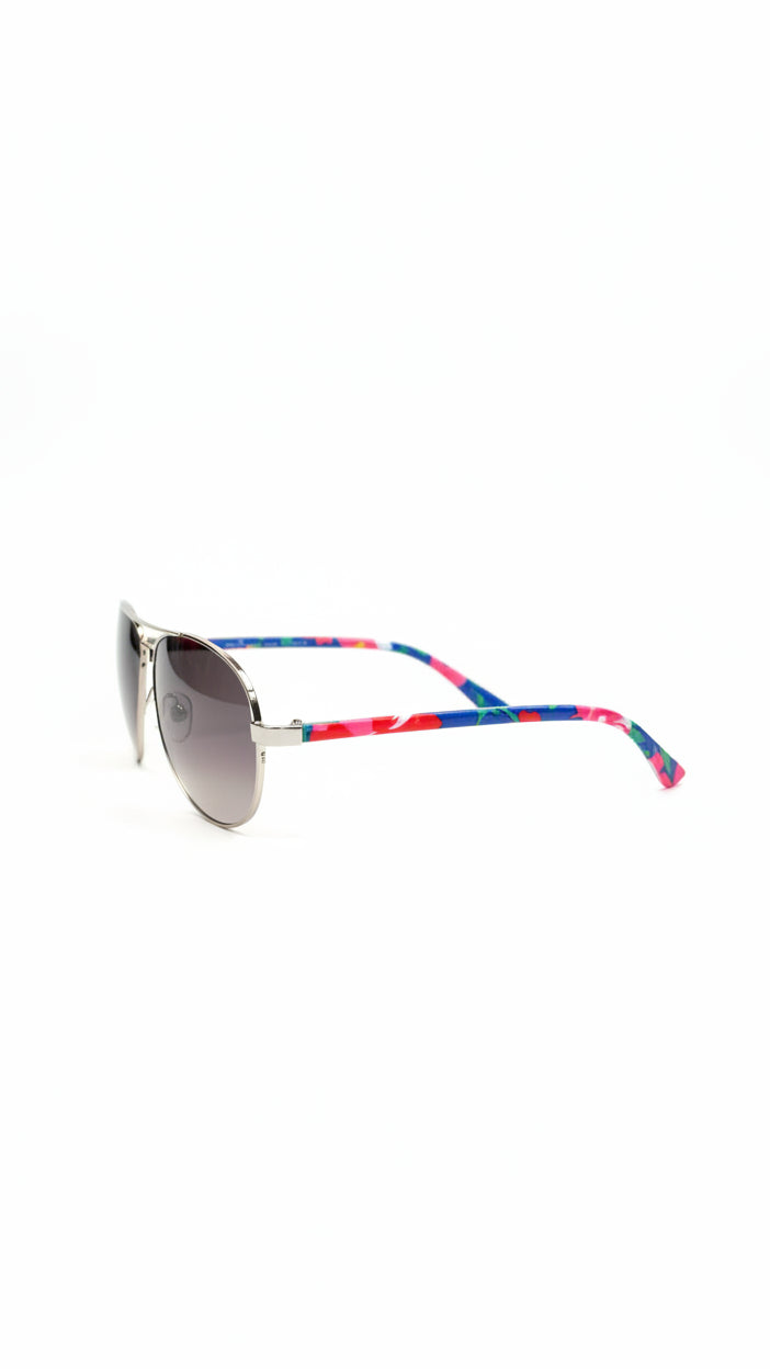 Floral Aviator Sunglasses & Case | Blue Floral