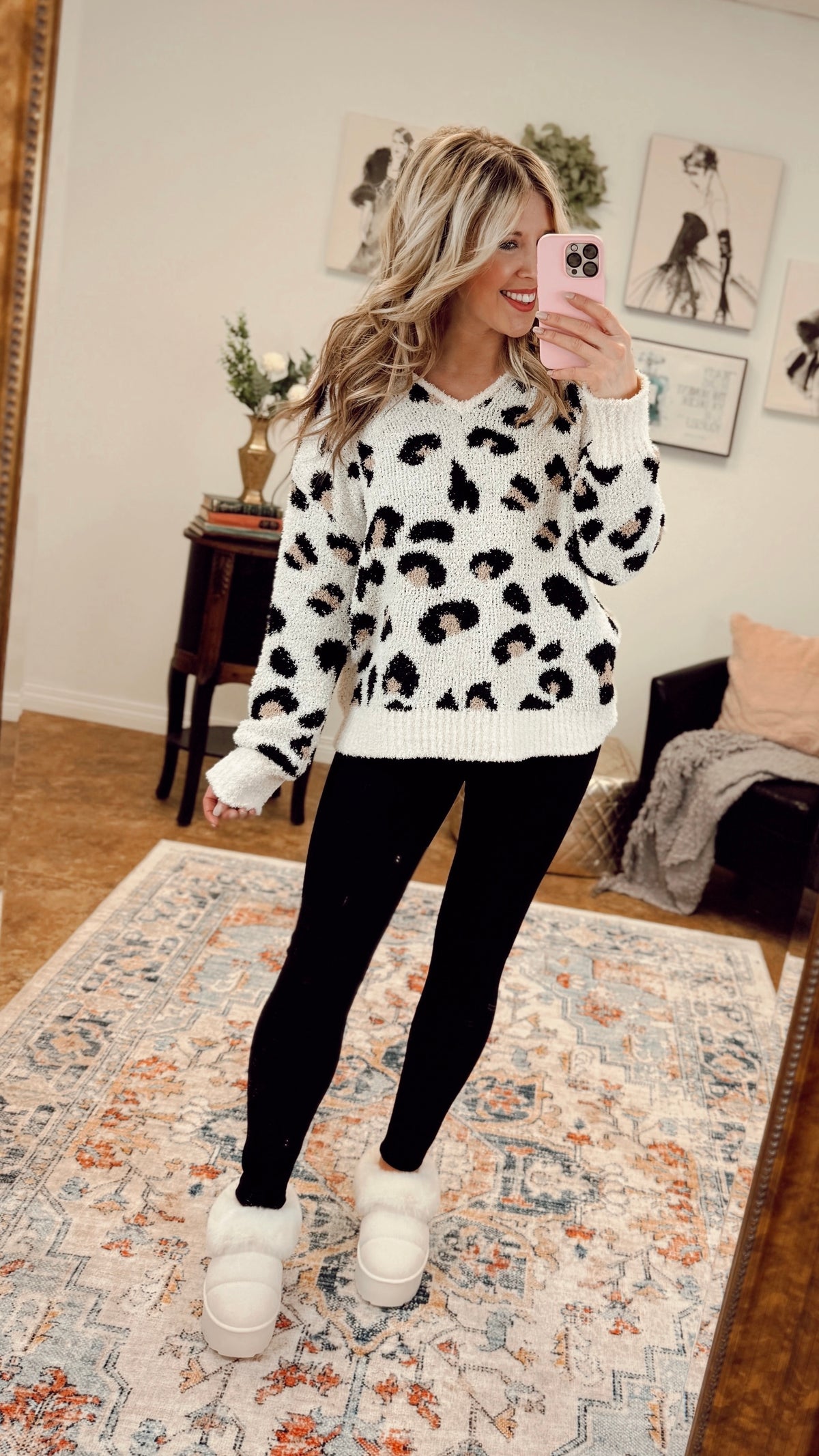 Karen Leopard Print Hoodie | Cream