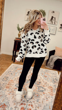 Karen Leopard Print Hoodie | Cream