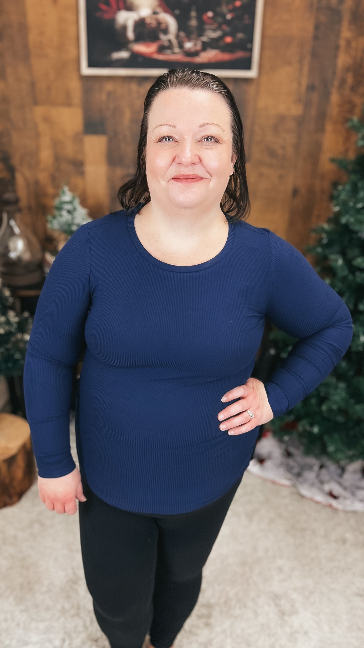 Tatum Ribbed Long Sleeve | Navy