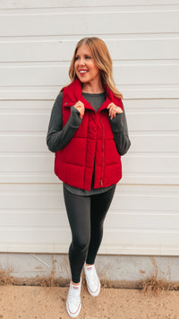Tori Puffer Vest | Burgundy