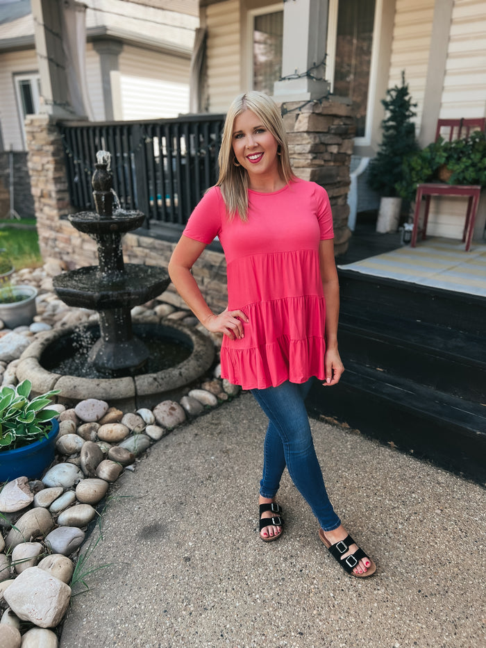 Rhonda Babydoll Tee: Coral