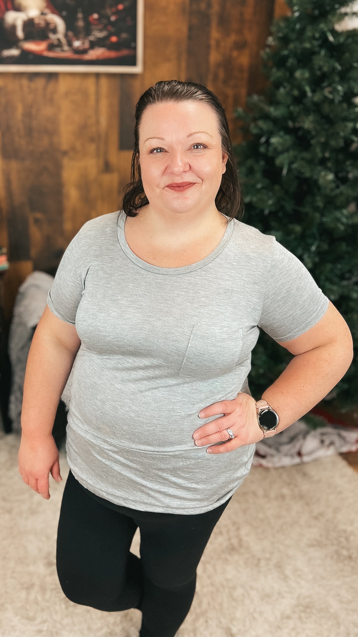 Laura Heathered Tee | Grey