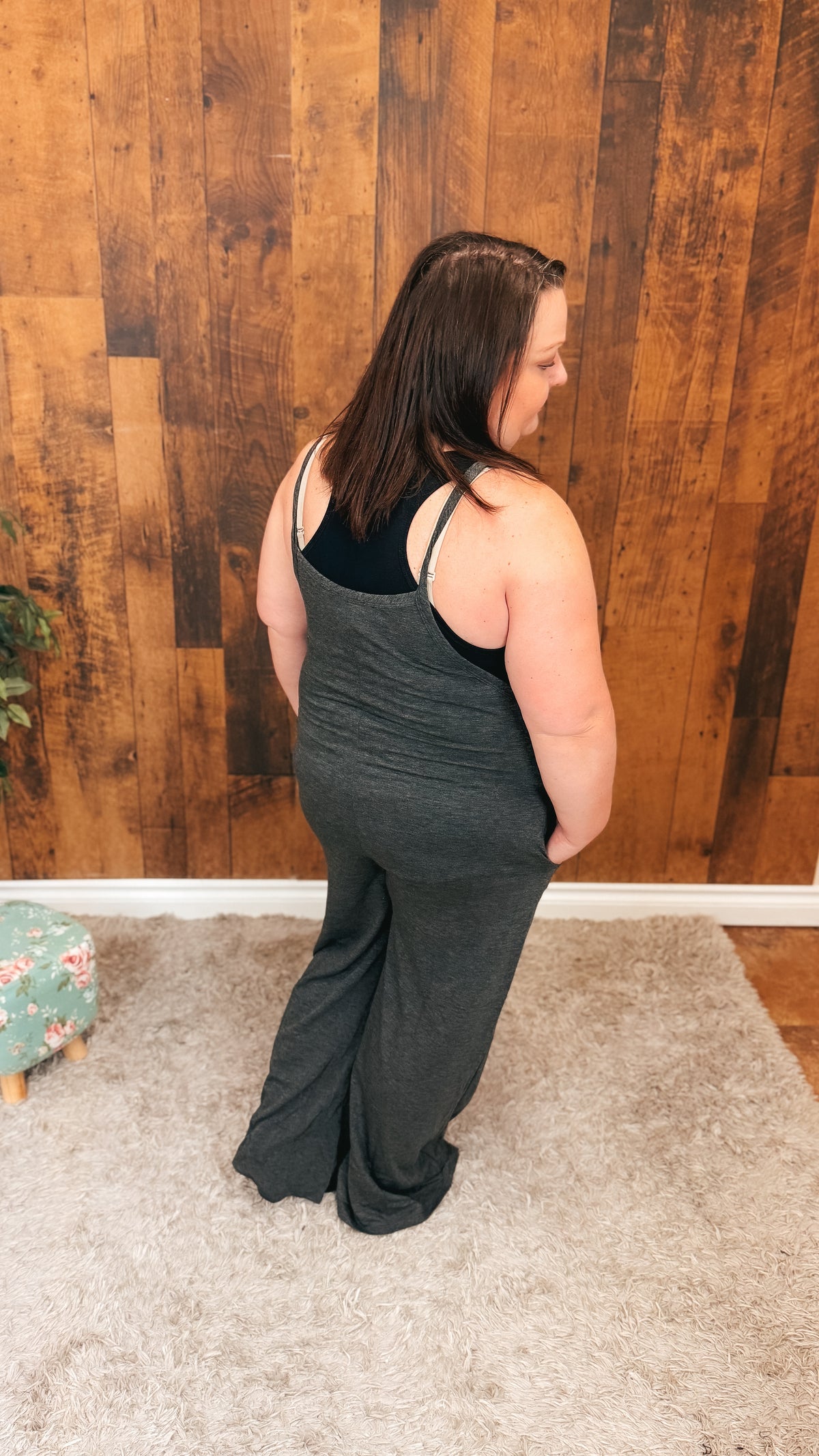 Rebecca Wide Leg Romper | Charcoal