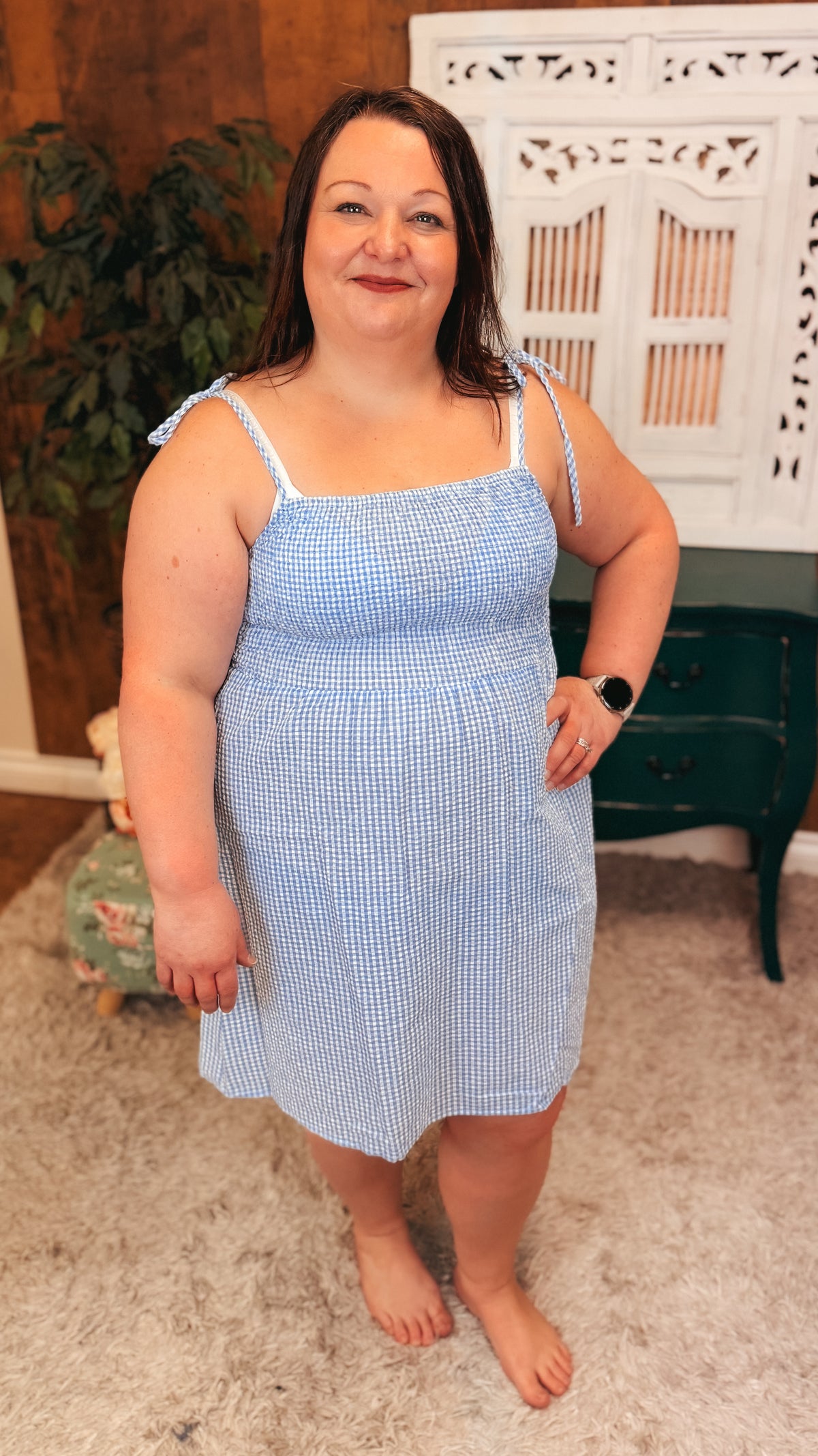 Eva Gingham Sundress | Blue