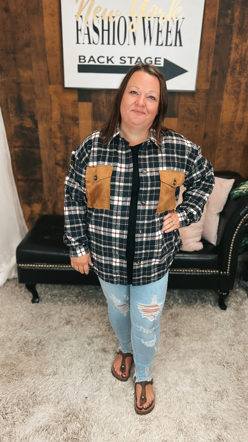 Sam Plaid Shacket | Navy