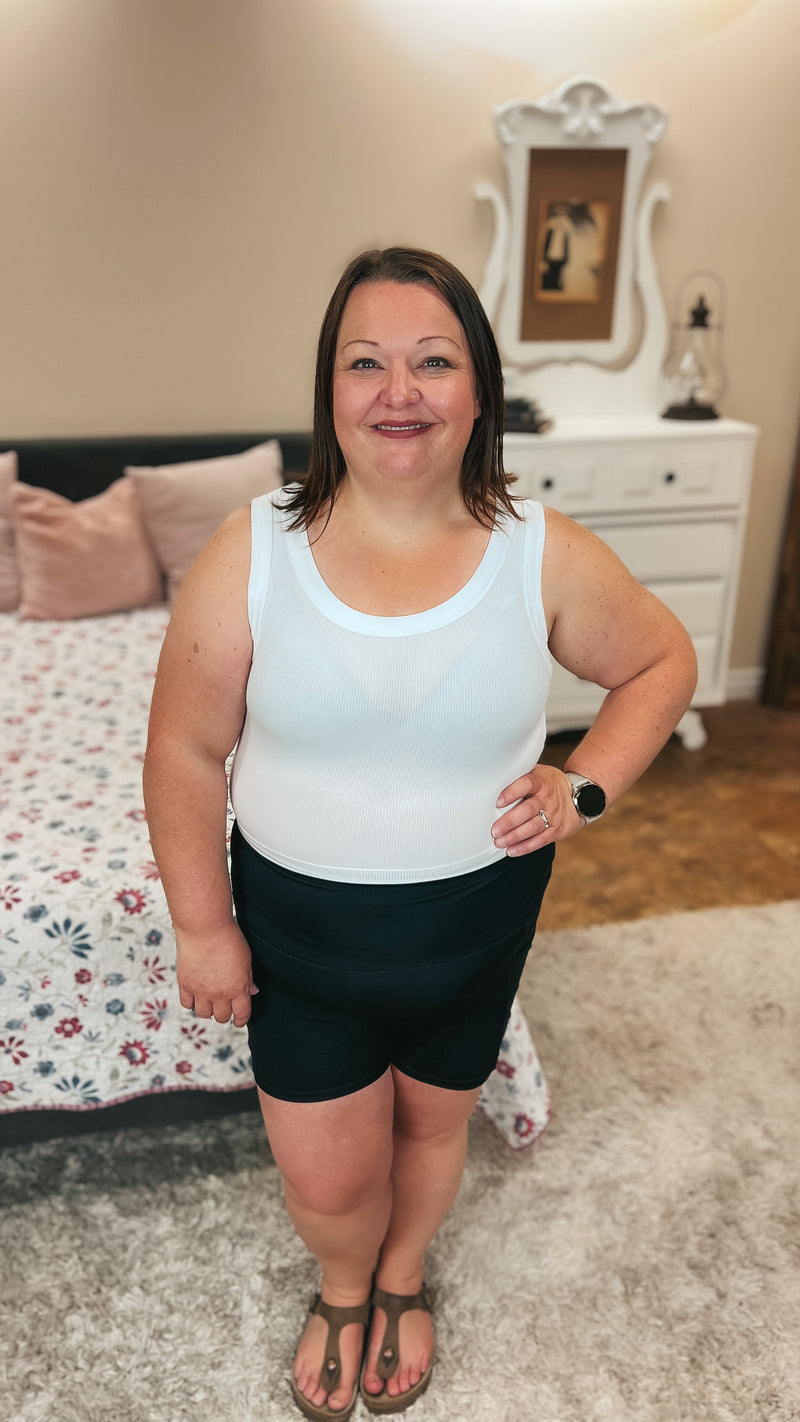 Tamara Ribbed Tank Top: White