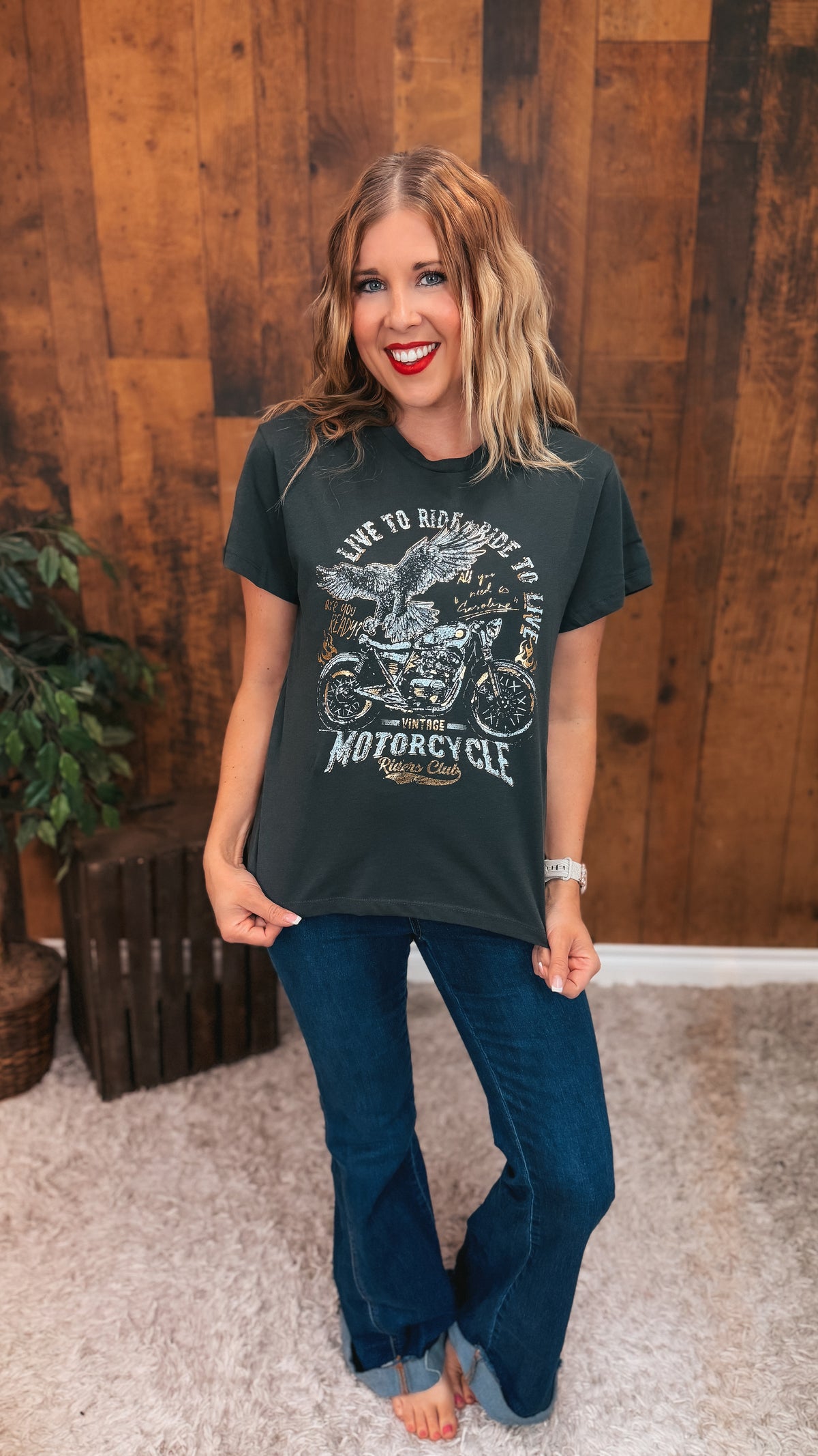 Motorcycle Graphic Tee | Grey