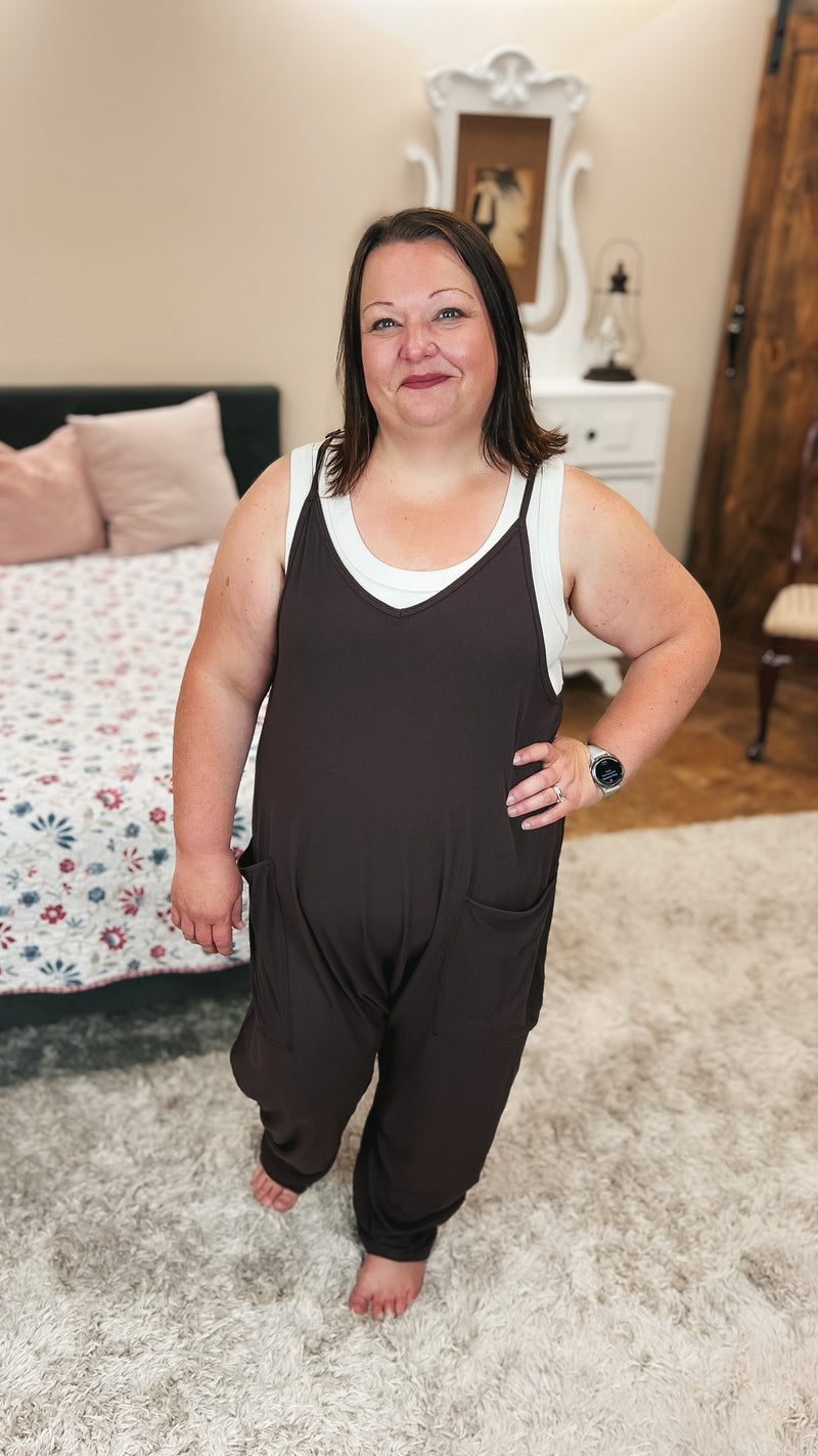 Jordyn Hotshot Romper: Brown