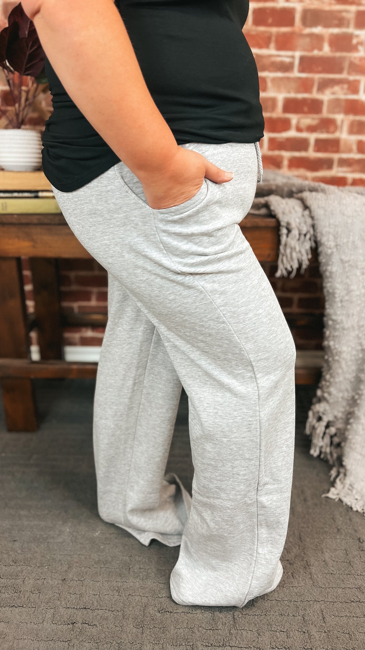 Jodie Wide Leg Jogging Pants | Grey