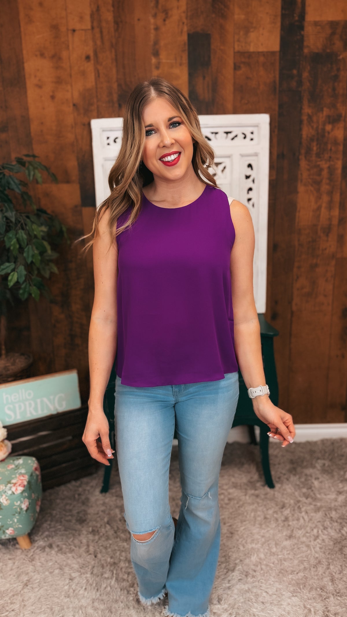Tiffany Sleeveless Blouse | Purple