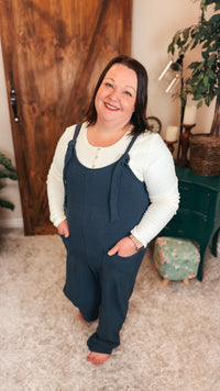 Genevieve Ribbed Knit Romper | Denim