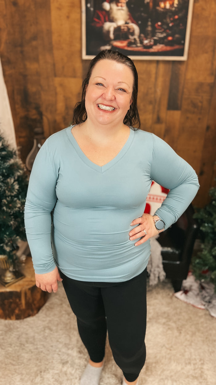 Kelsey Brushed Long Sleeve | Blue Grey