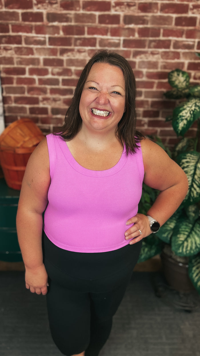 Tamara Ribbed Tank Top: Bright Mauve