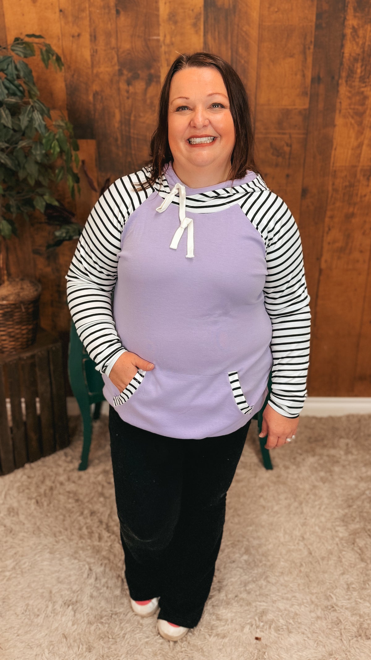 Janie Stripe Hoodie | Lavender