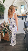 Loriann Floral Maxi Dress: Lavender