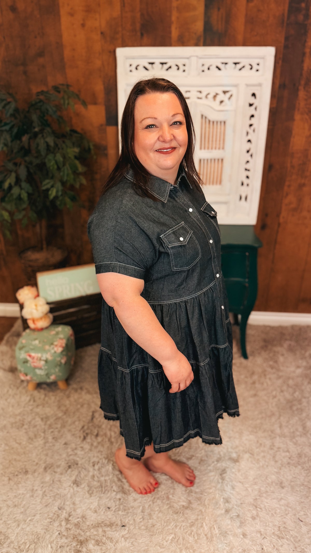 Ava Denim Dress | Charcoal