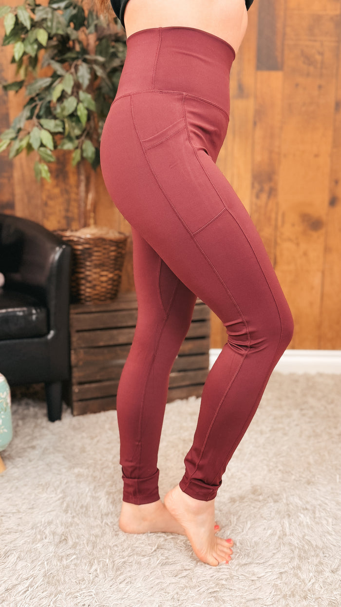 Zoey Athletic Leggings | Wine