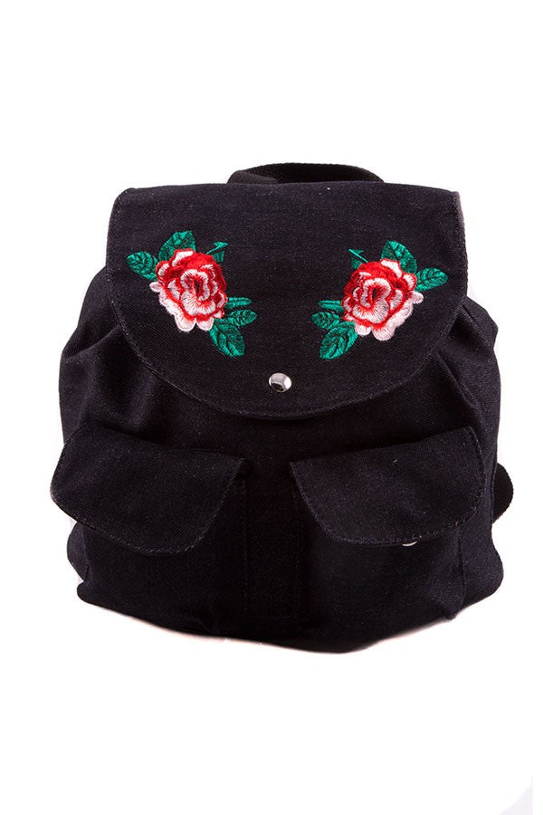 Rosie Denim Backpack: Black