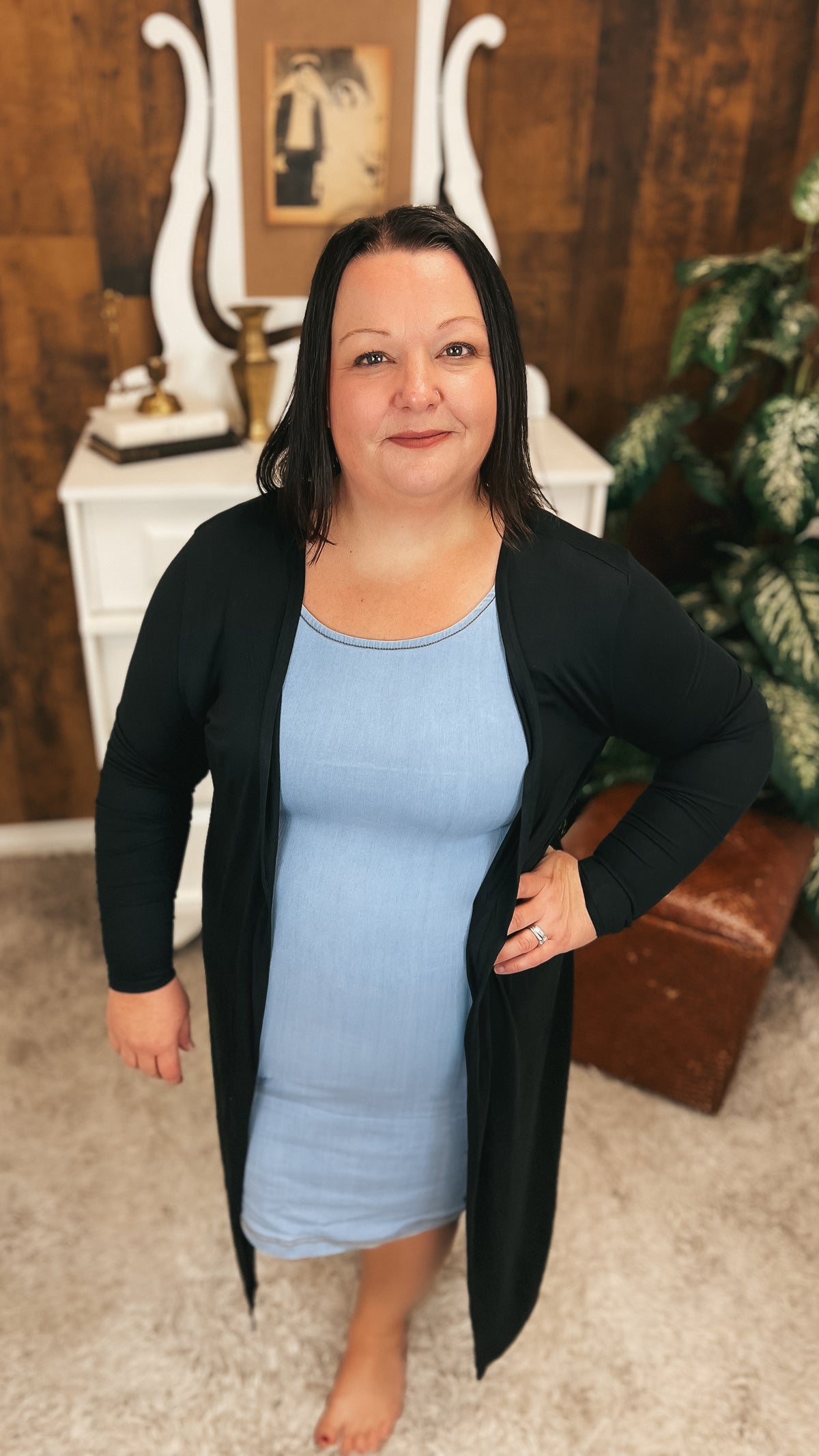 Mary Stretch Denim Dress | Light Blue
