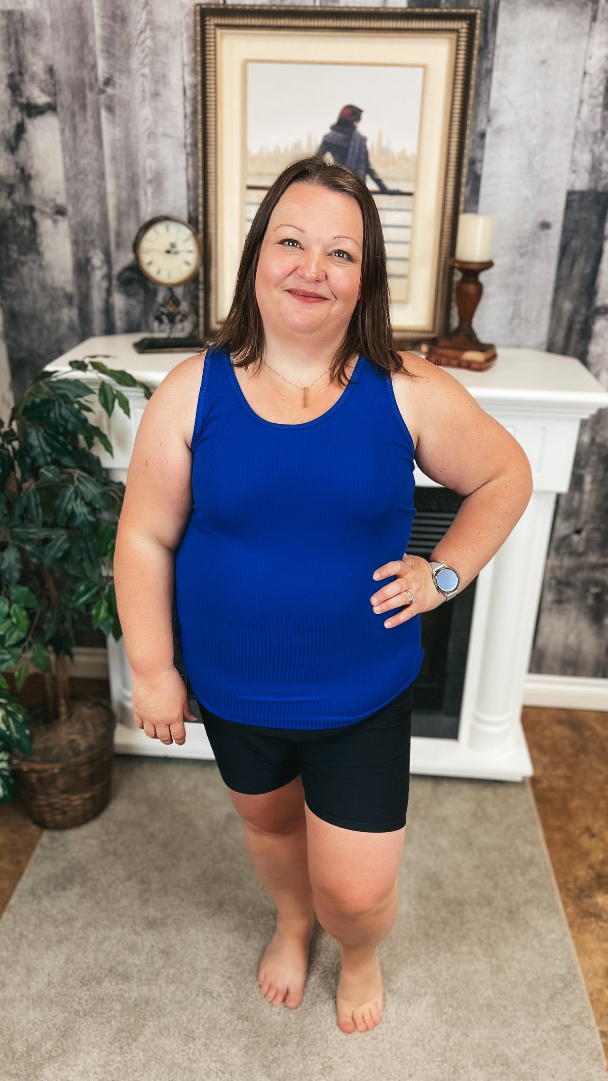 Rynlee Ribbed Tank Top: Cobalt