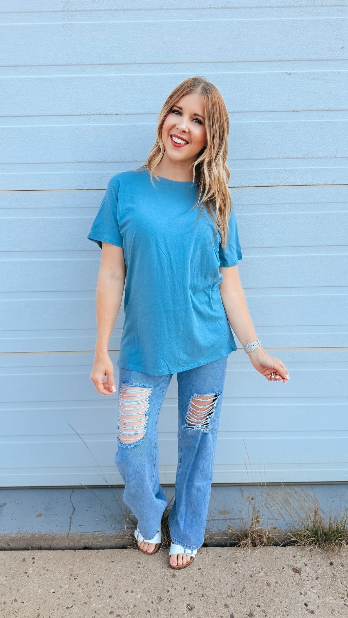 Julia Basic Tee | Blue Grey
