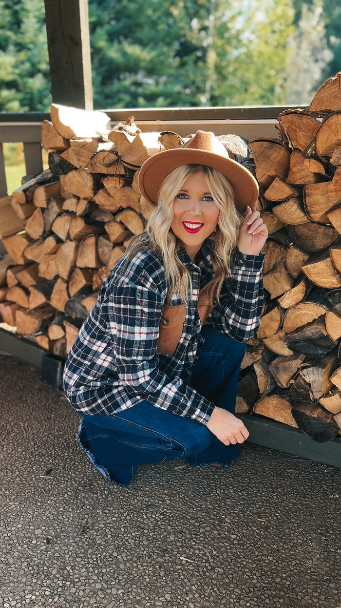 Sam Plaid Shacket | Navy