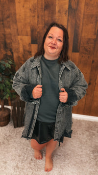Ronin Distressed Denim Jacket | Washed Black