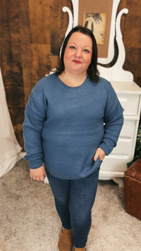 Scarlett Knit Sweater: Dusty Blue