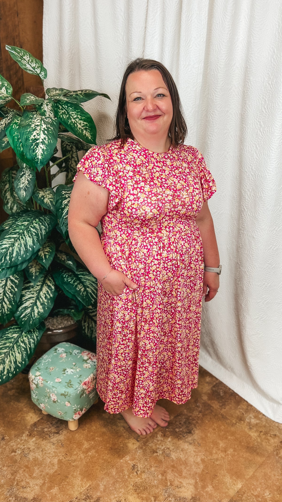 Victoria Floral Sundress: Fuchsia